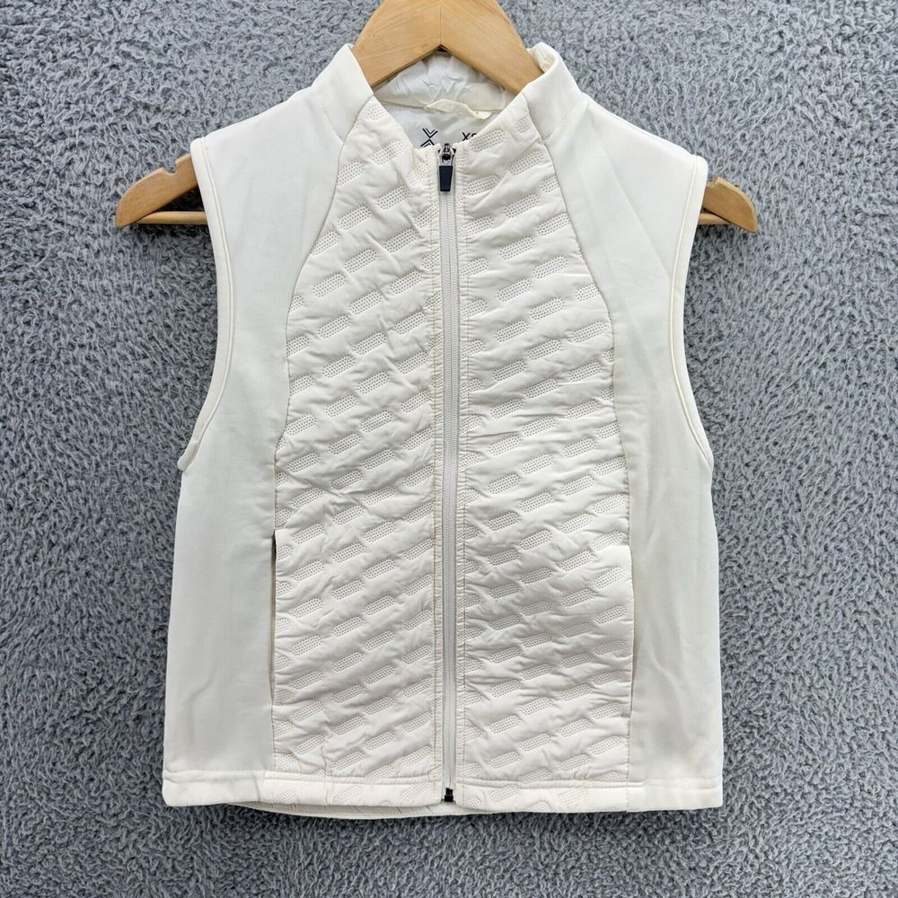 Xersion Women's XS Activewear Sleeveless White Vest Full Front Zip Closure